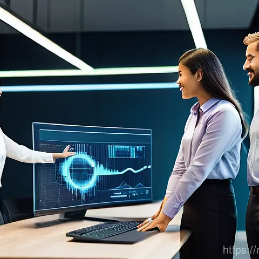 통계분석 직무 만족도 설문 조사 결과 - **Prompt:** A diverse group of four professional data analysts, two men and two women, all dressed i...
