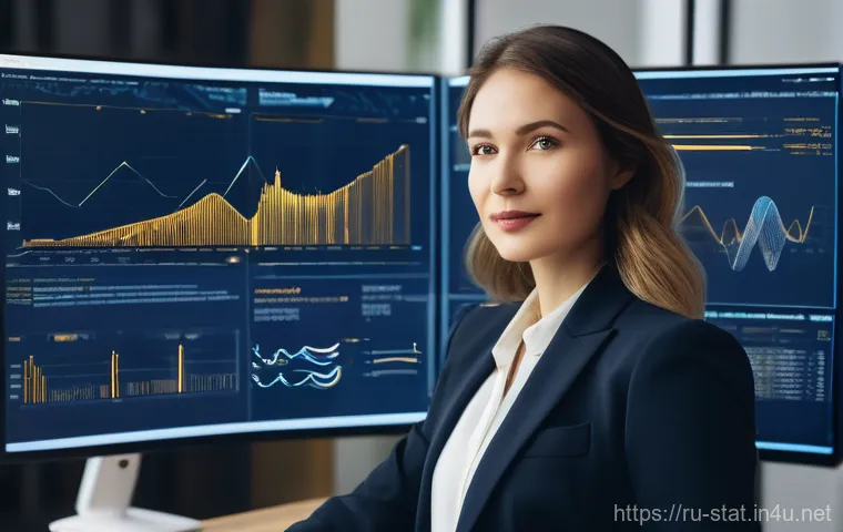 통계 전문가 이직 성공 사례 - **A Statistician's Golden Opportunity**
    A dynamic, vibrant image featuring a female professional...