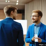 통계분석 전문가 네트워킹 팁 - A professional networking event in Russia focused on data analytics and statistical analysis, set in...